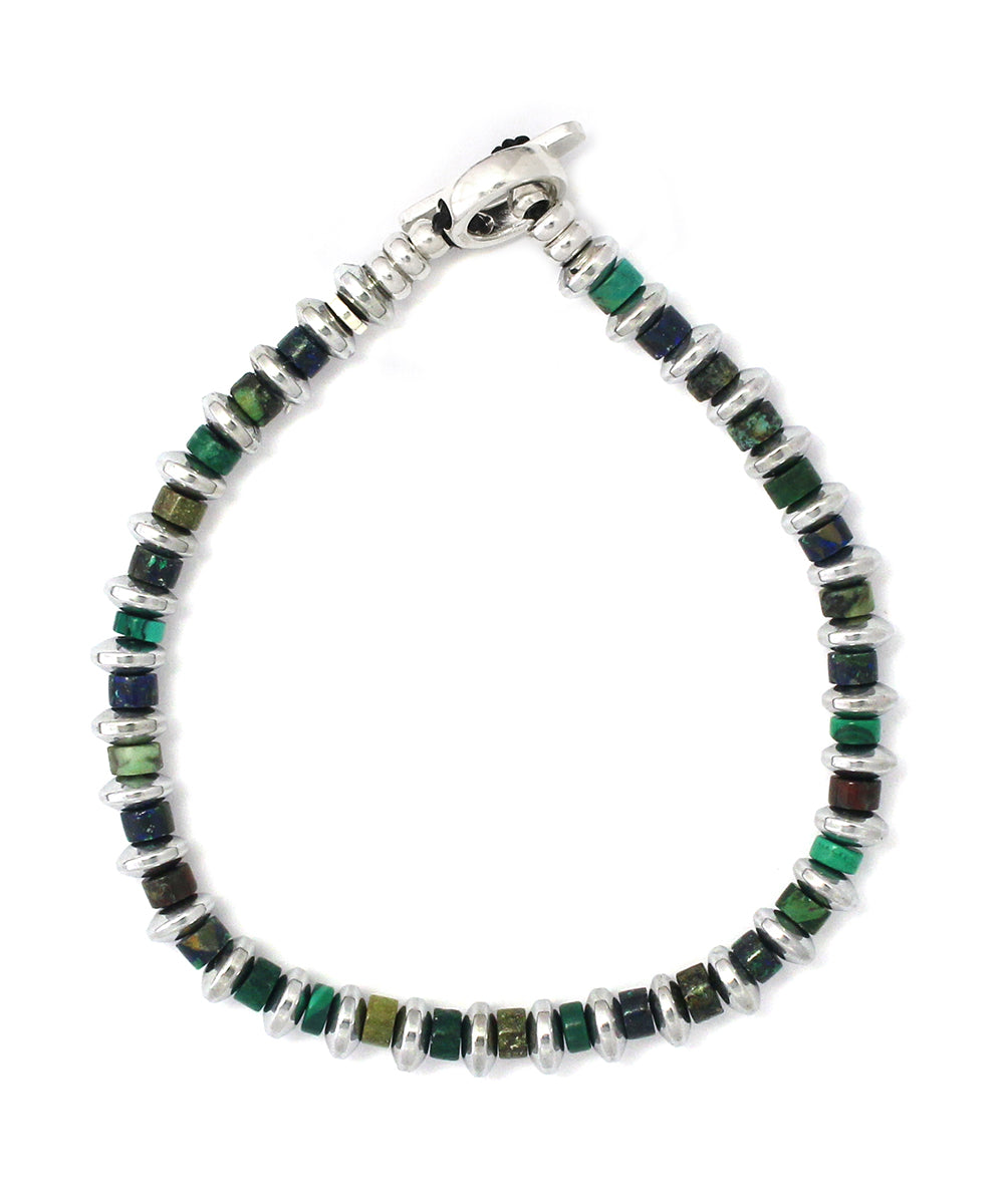 hematite roundel beads bracelet / malachite mix