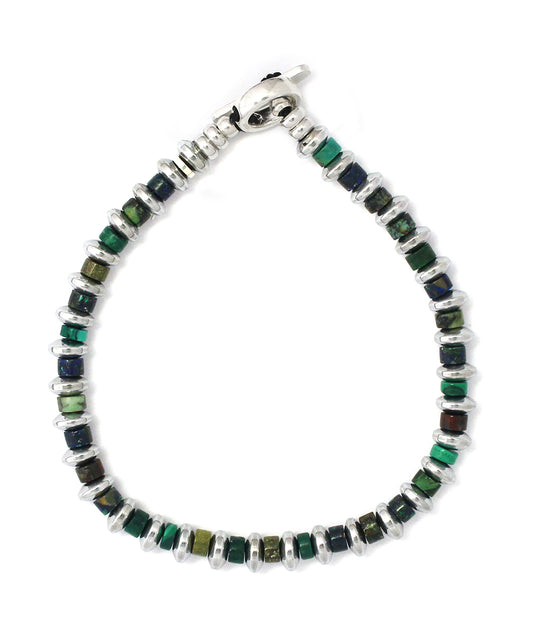 hematite roundel beads bracelet / malachite mix