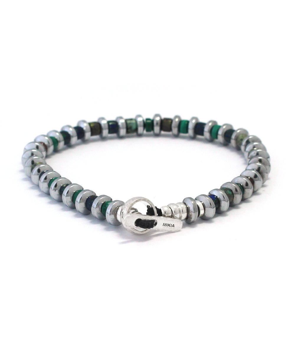 hematite roundel beads bracelet / malachite mix