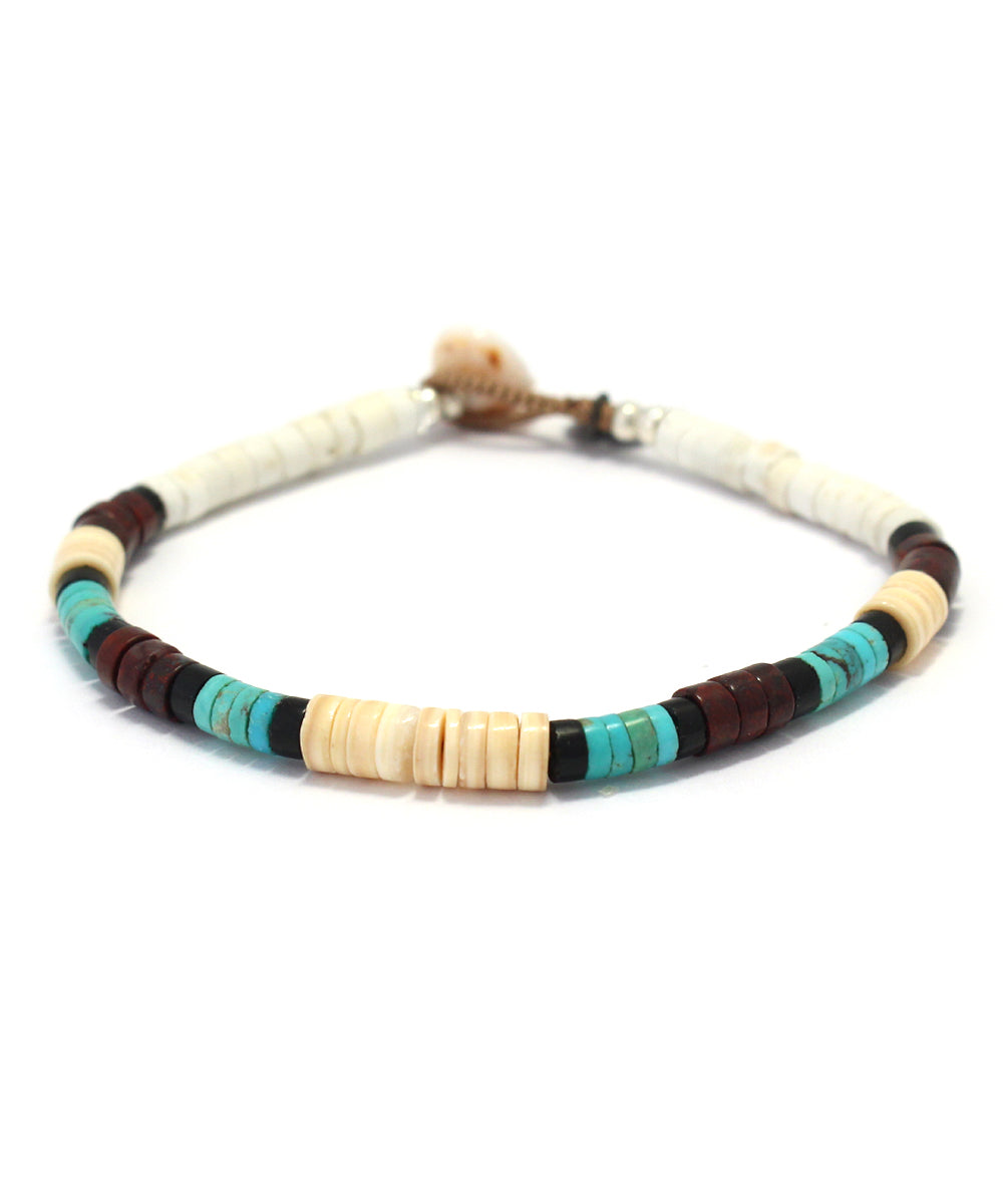 heishi beads bracelet /magnesite/turquoise/melon shell