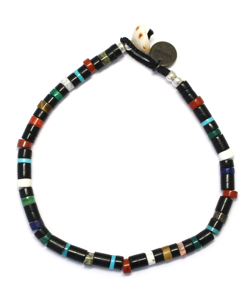 heishi beads bracelet / jet multi