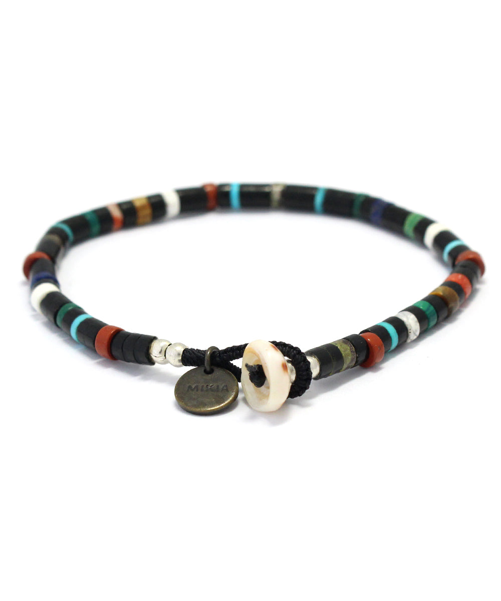 heishi beads bracelet / jet multi