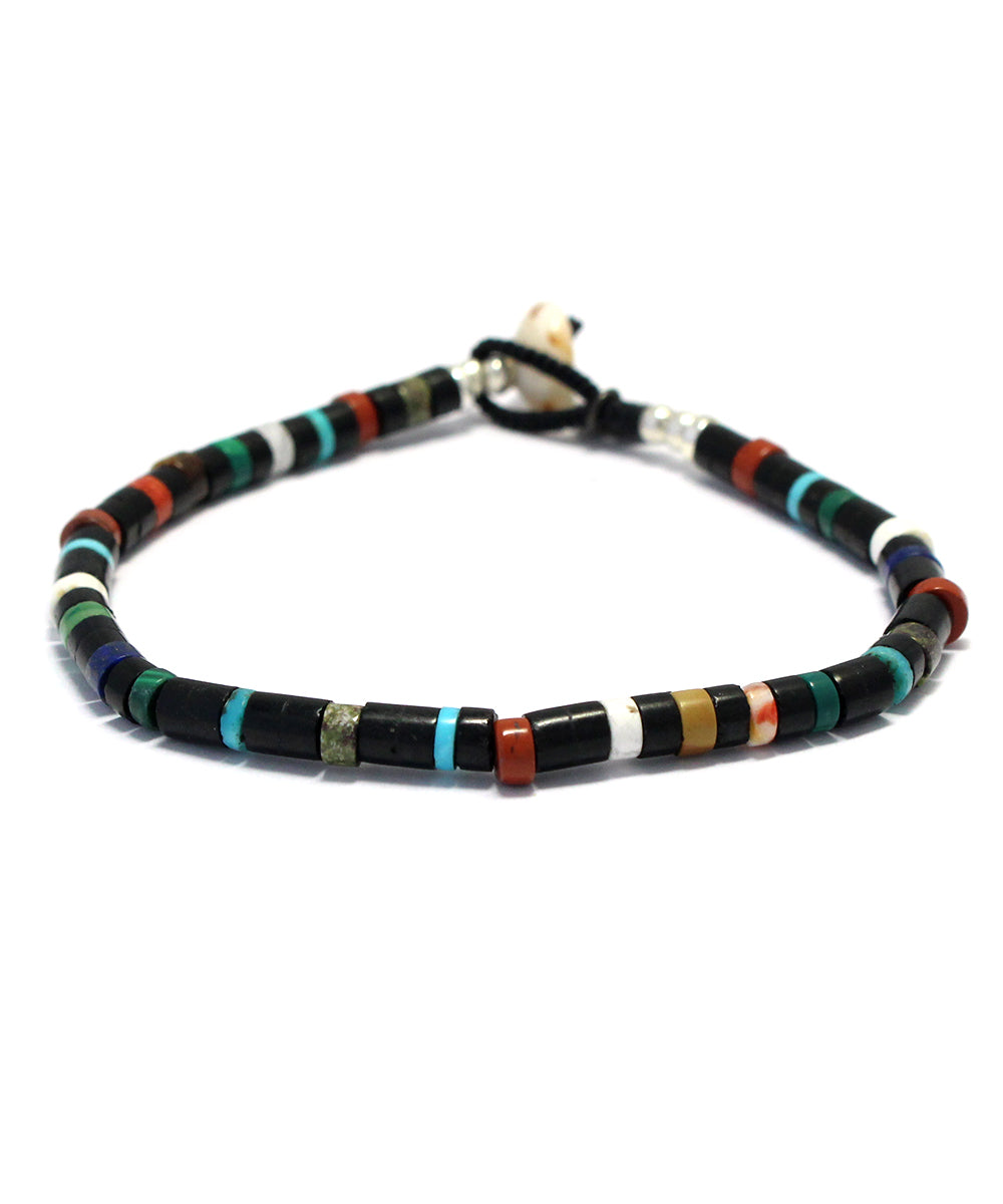 heishi beads bracelet / jet multi