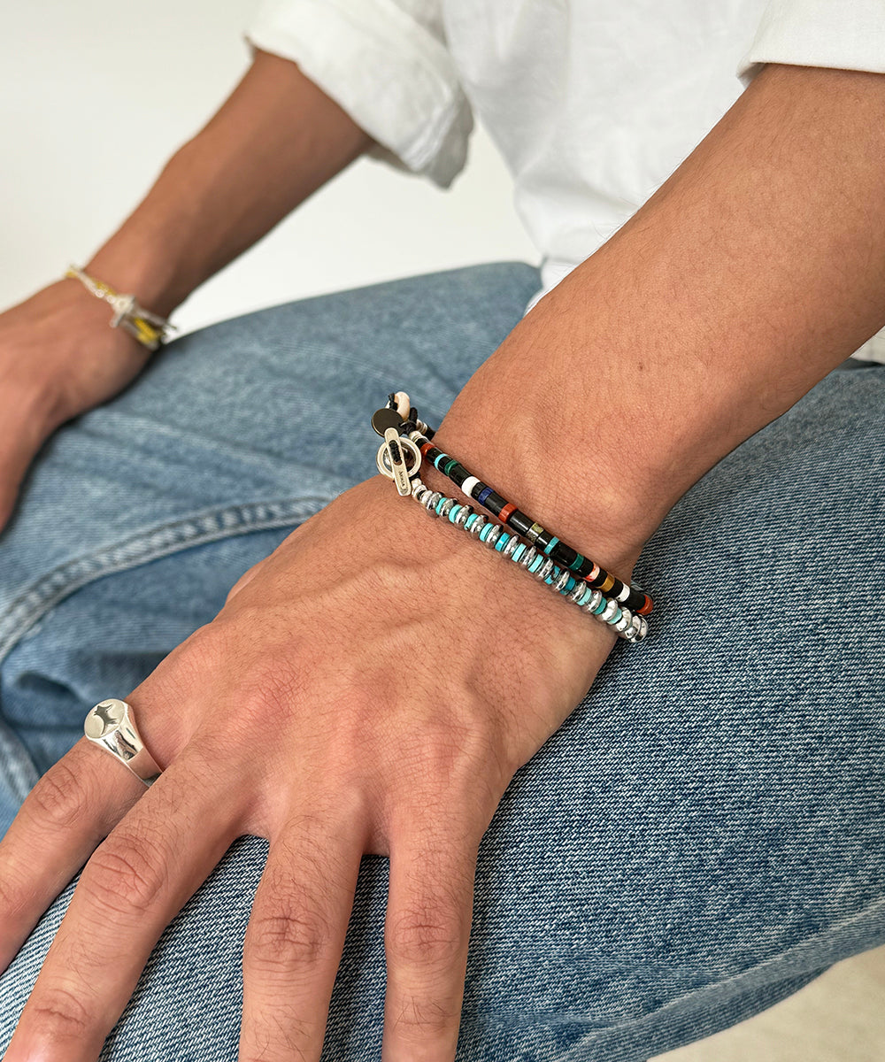 heishi beads bracelet / jet multi