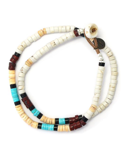 heishi beads double wrap bracelet /magnesite/turquoise/melon shell