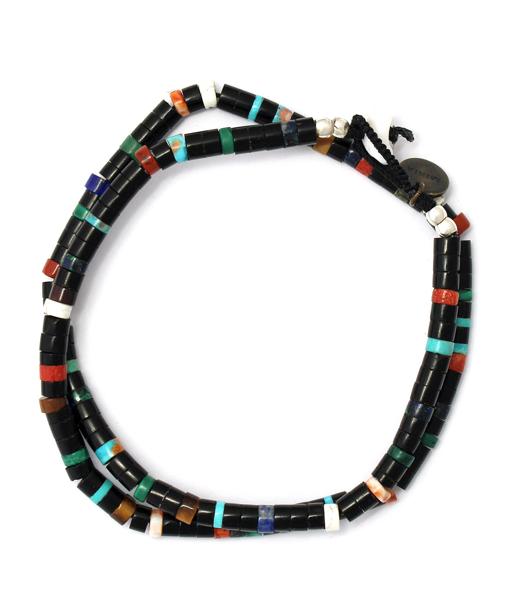 heishi beads double warp bracelet / jet multi