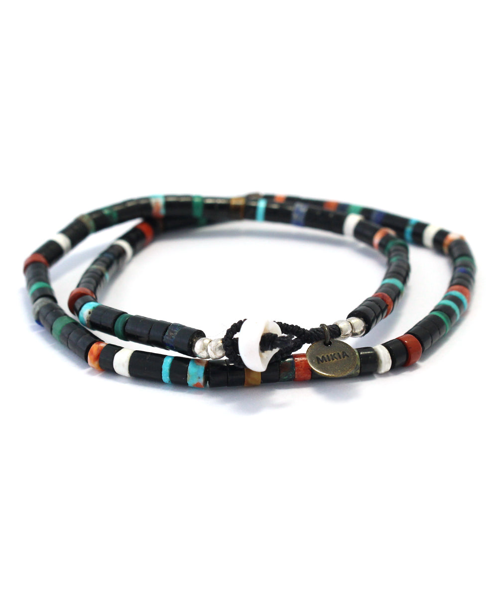 heishi beads double warp bracelet / jet multi