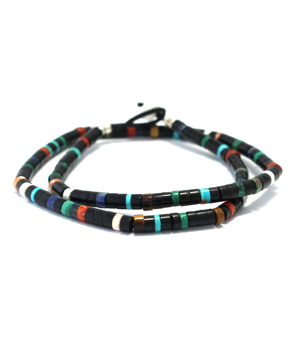 heishi beads double warp bracelet / jet multi