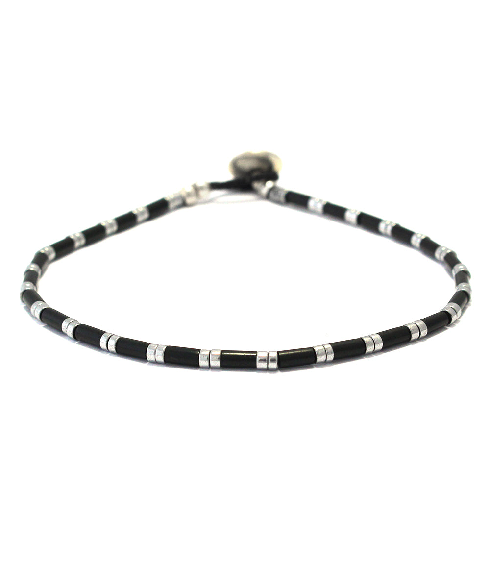 tube beads bracelet/onyx/hematite