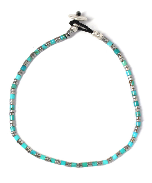 tube beads bracelet/turquoise/hamatite