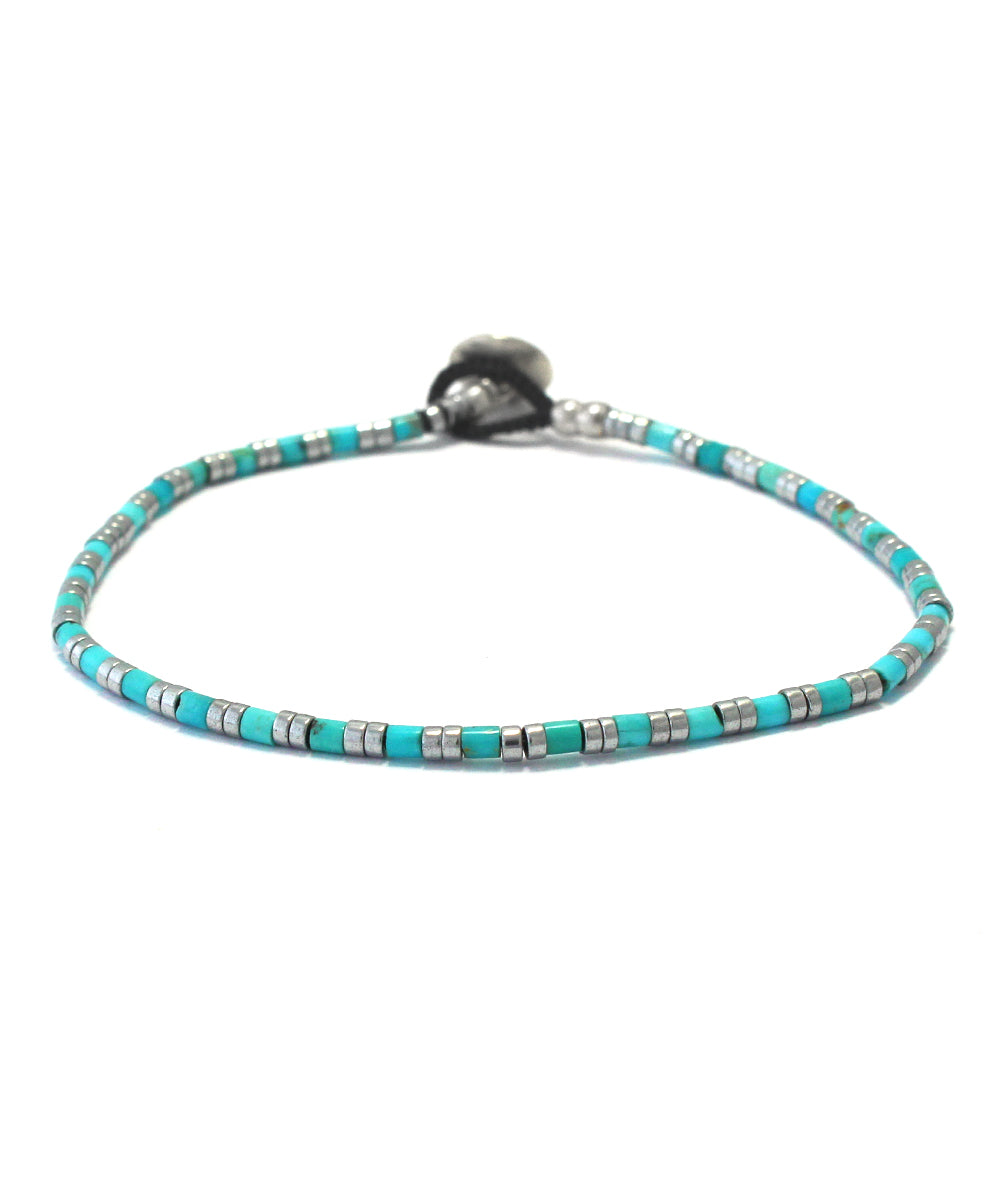 tube beads bracelet/turquoise/hamatite