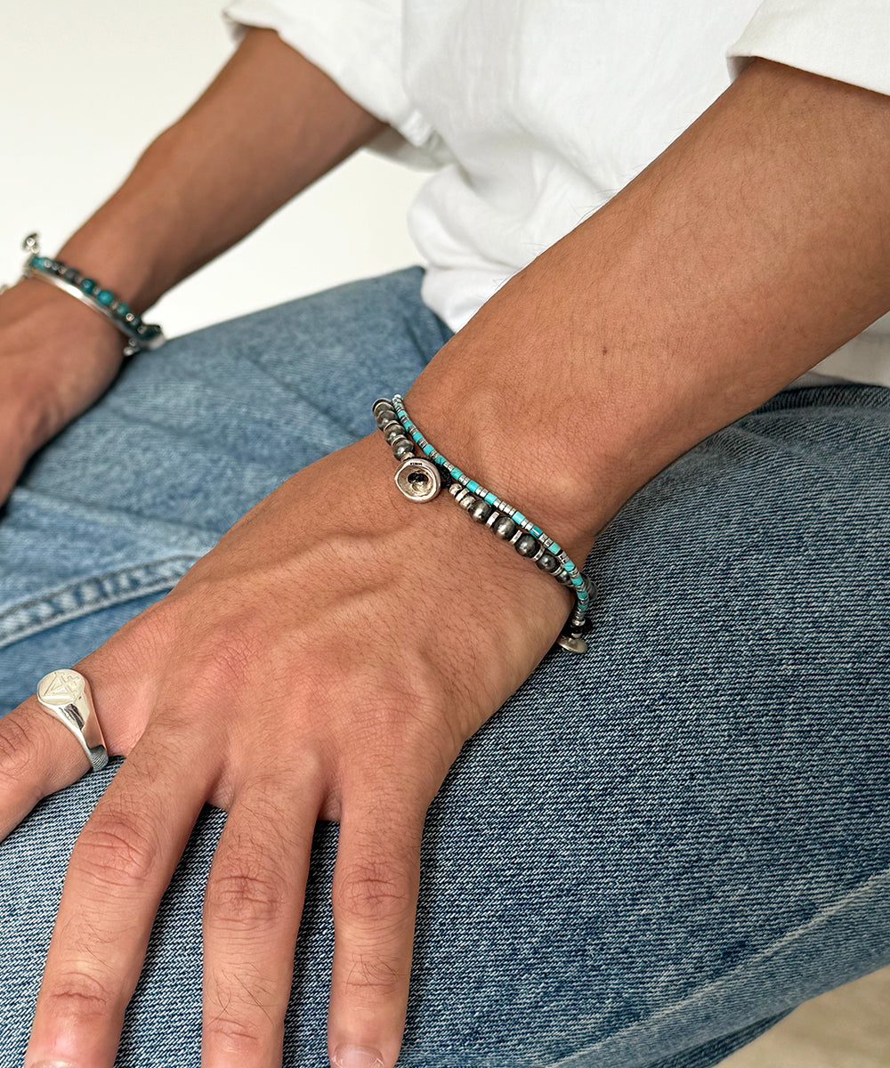 tube beads bracelet/turquoise/hamatite