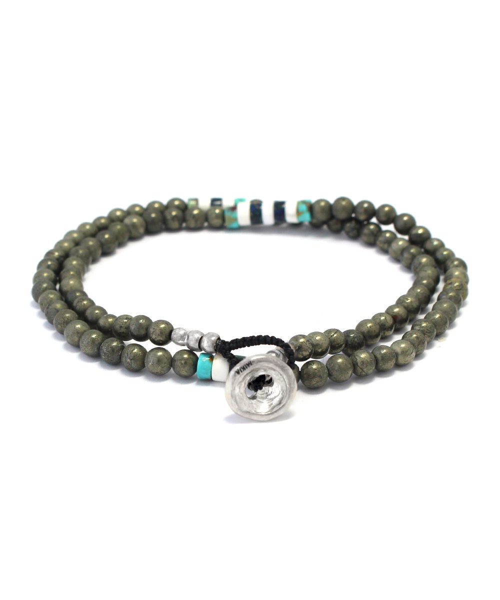 4mm stone double wrap bracelet / pyrite