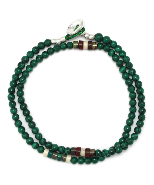 4mm stone double wrap bracelet / malachite