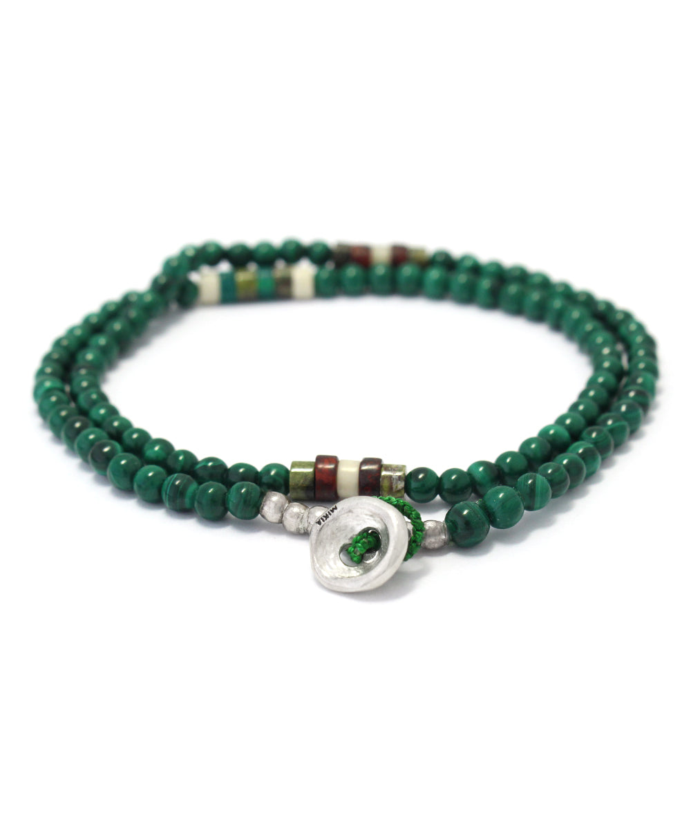 4mm stone double wrap bracelet / malachite