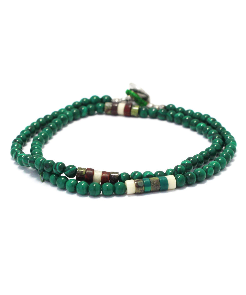 4mm stone double wrap bracelet / malachite