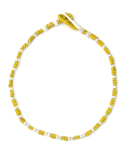 small silver beads bracelet / yellow