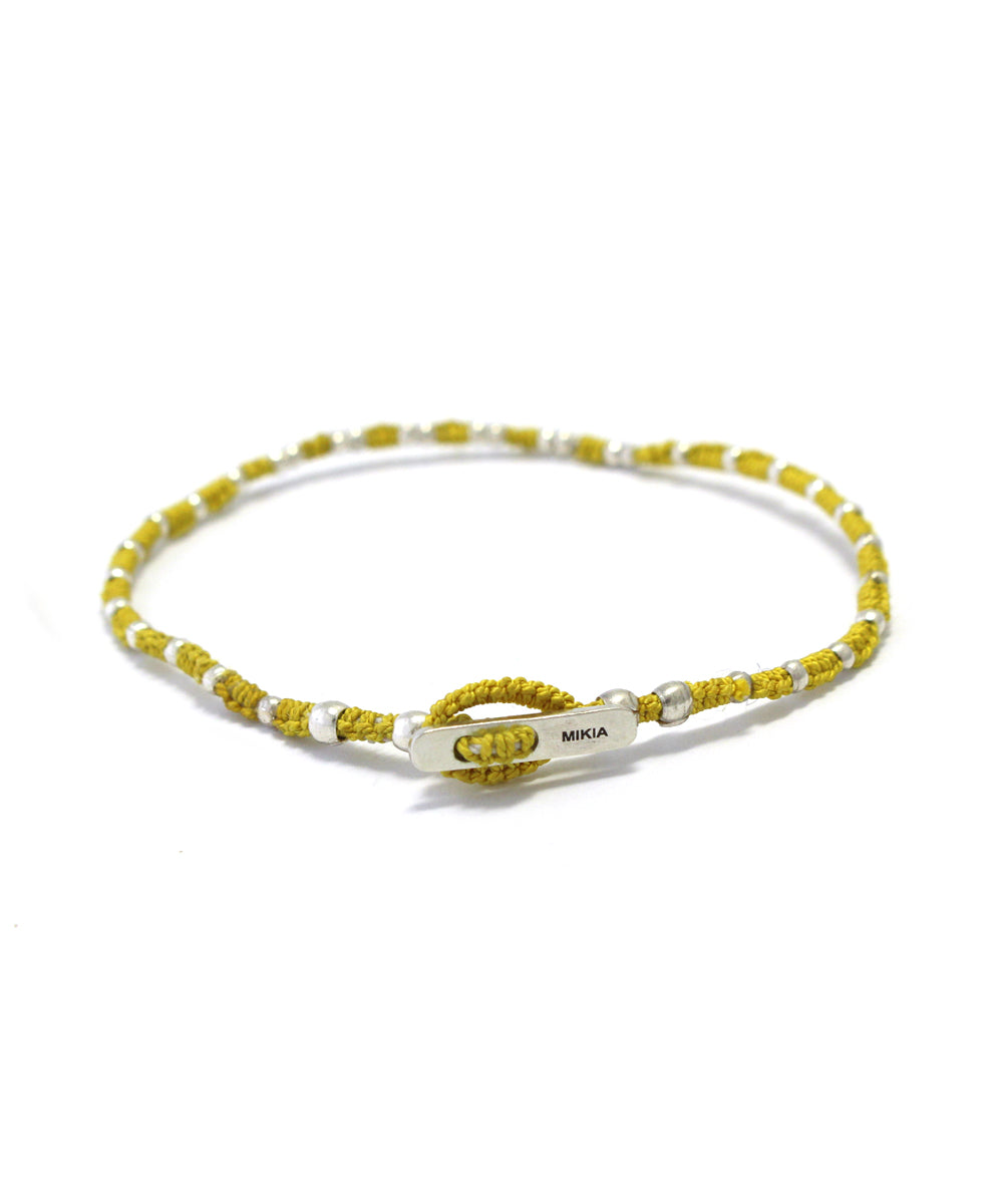 small silver beads bracelet / yellow