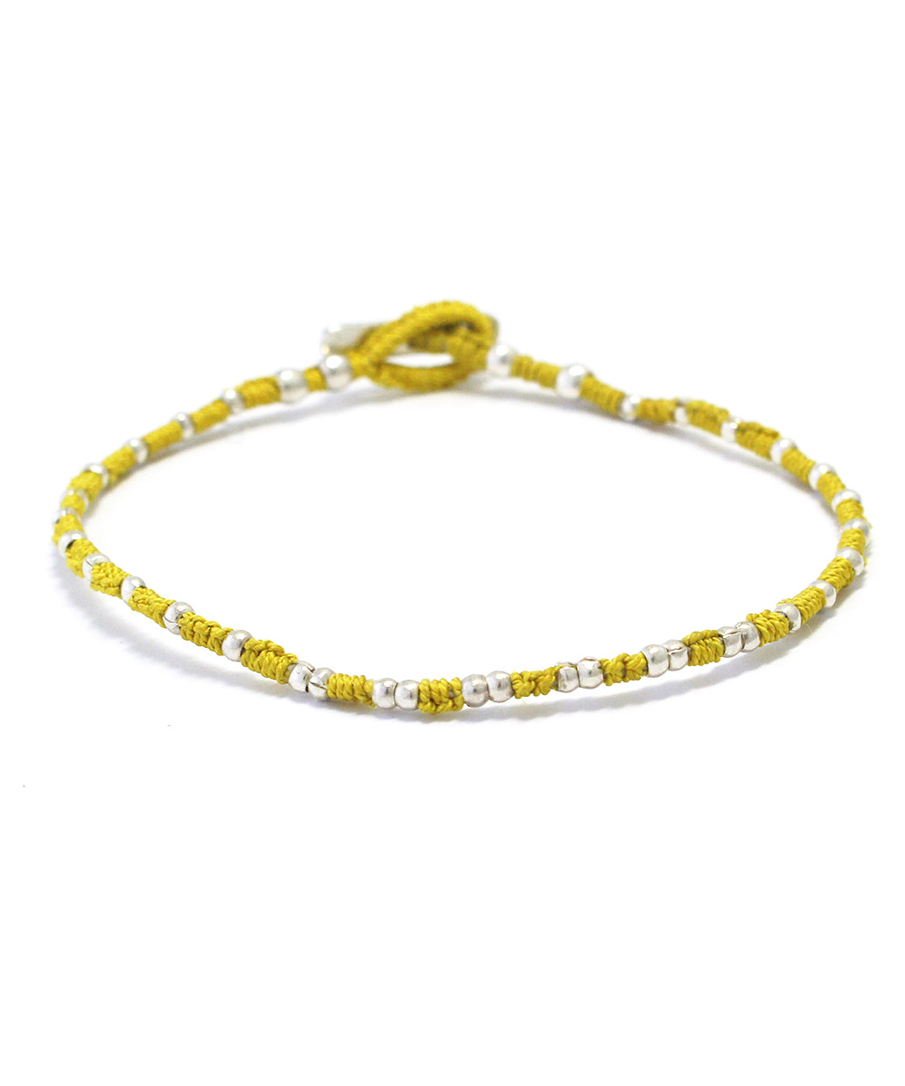 small silver beads bracelet / yellow