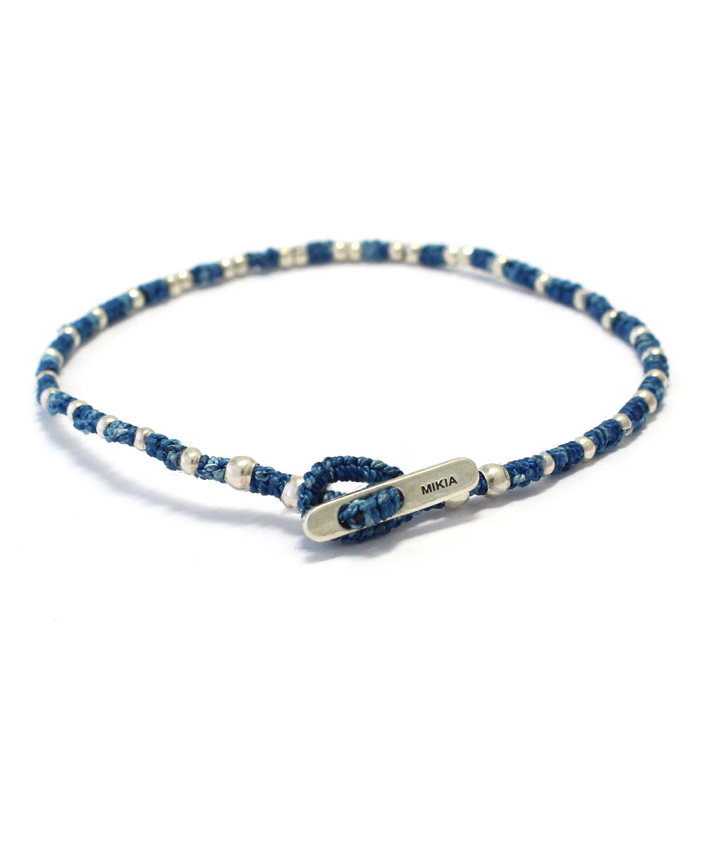 small silver beads bracelet / indigo