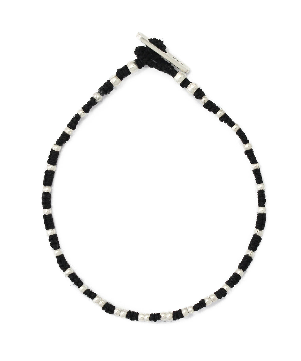 small silver beads bracelet / black