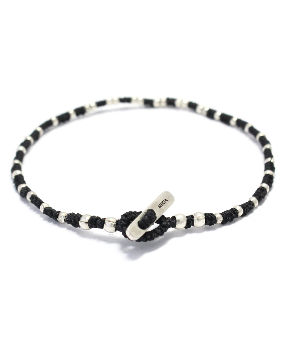 small silver beads bracelet / black