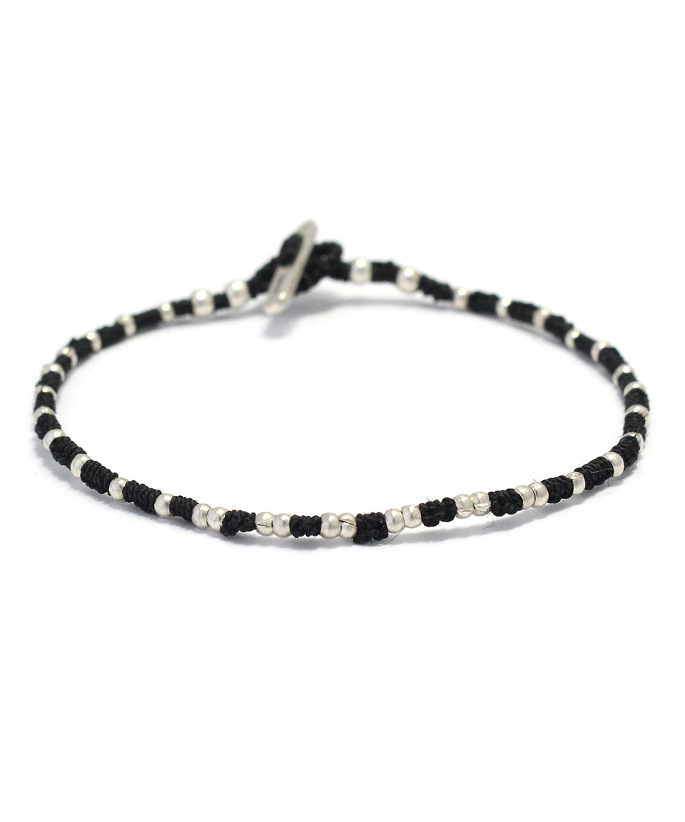 small silver beads bracelet / black