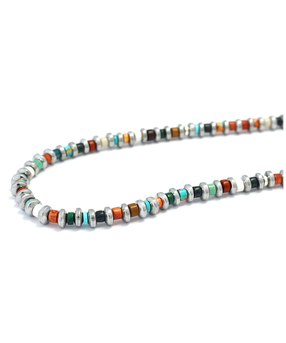 hematite roundel beads necklace / multi