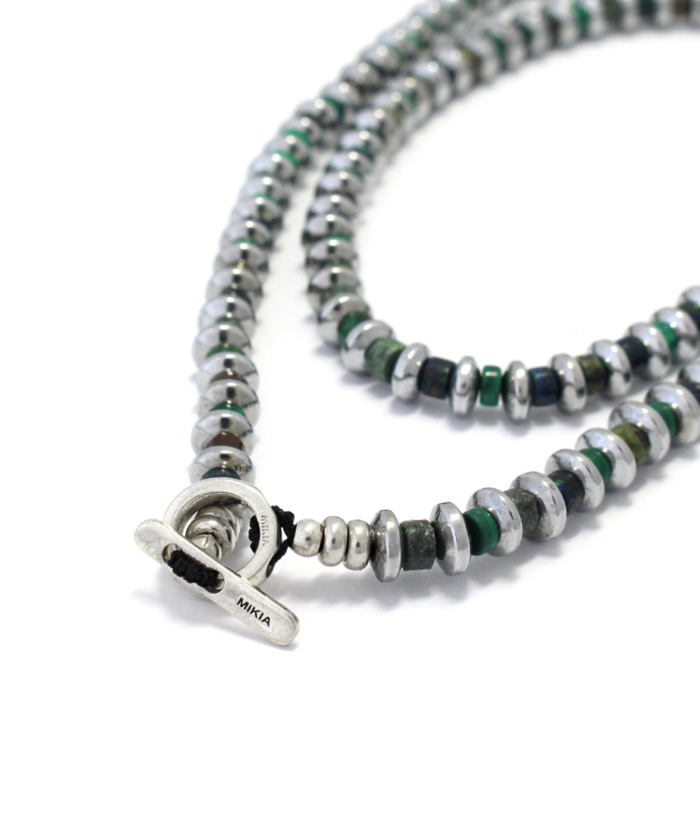 hematite roundel beads necklace / malachite mix