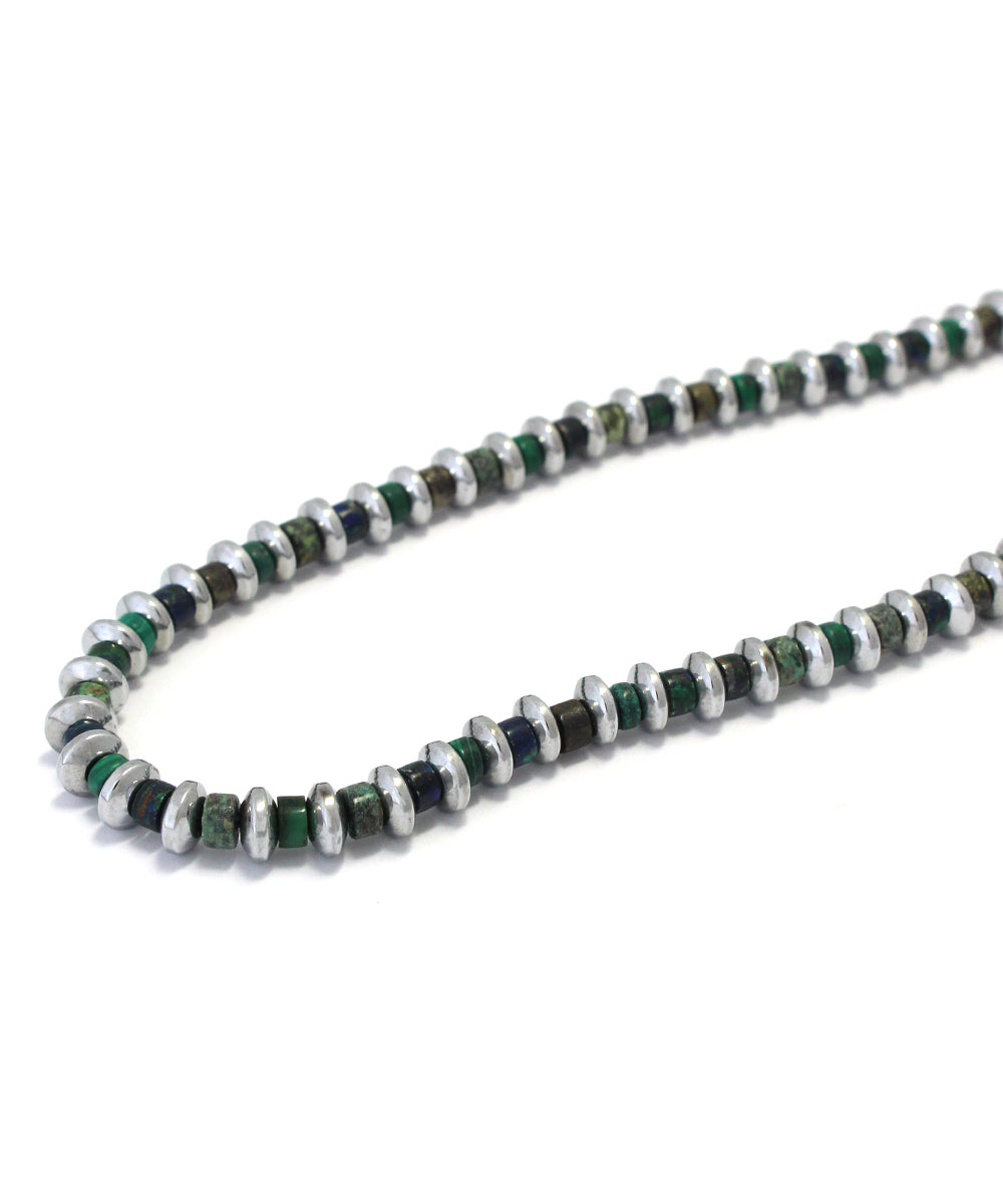 hematite roundel beads necklace / malachite mix