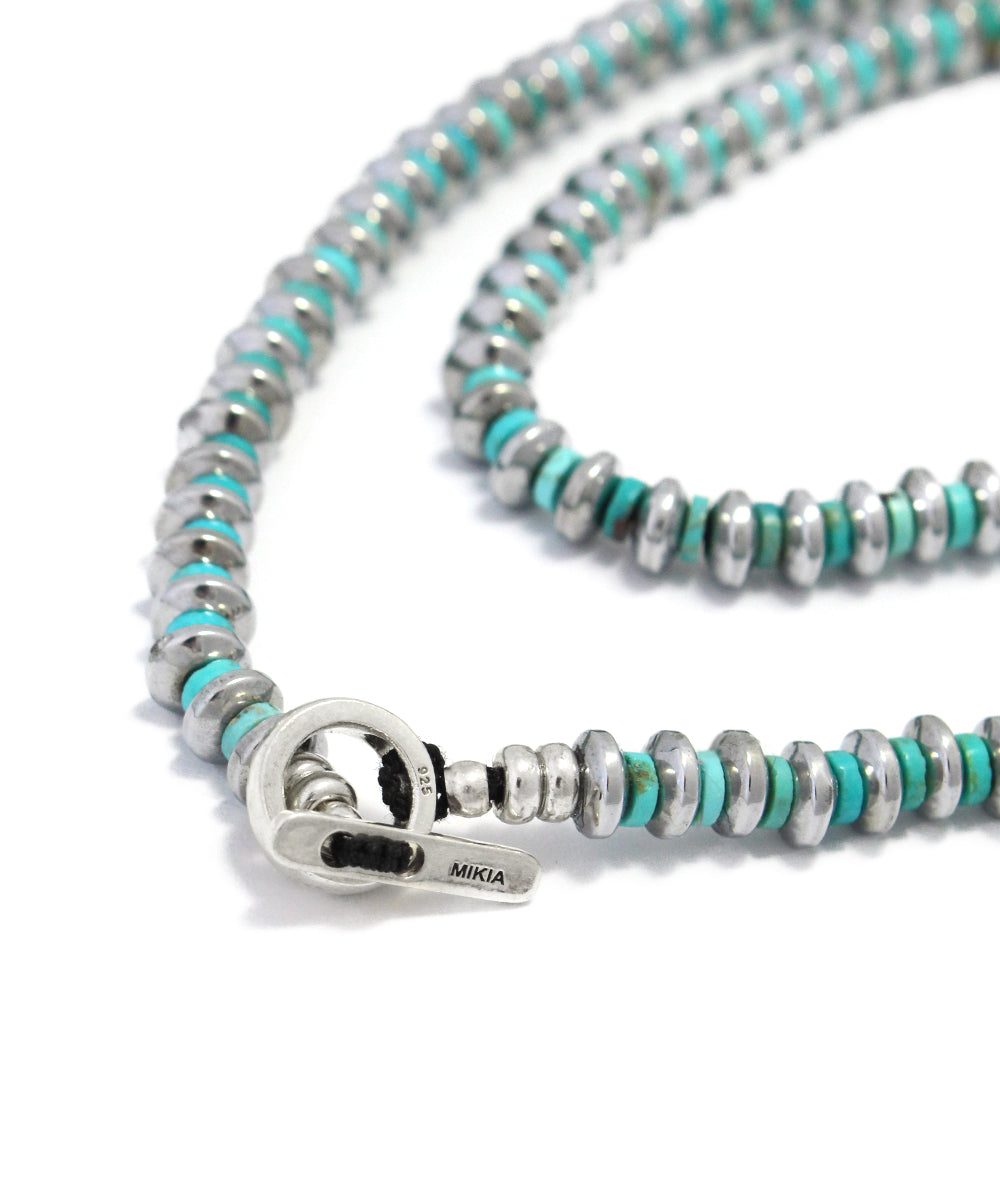 hematite roundel beads necklace / turquoise