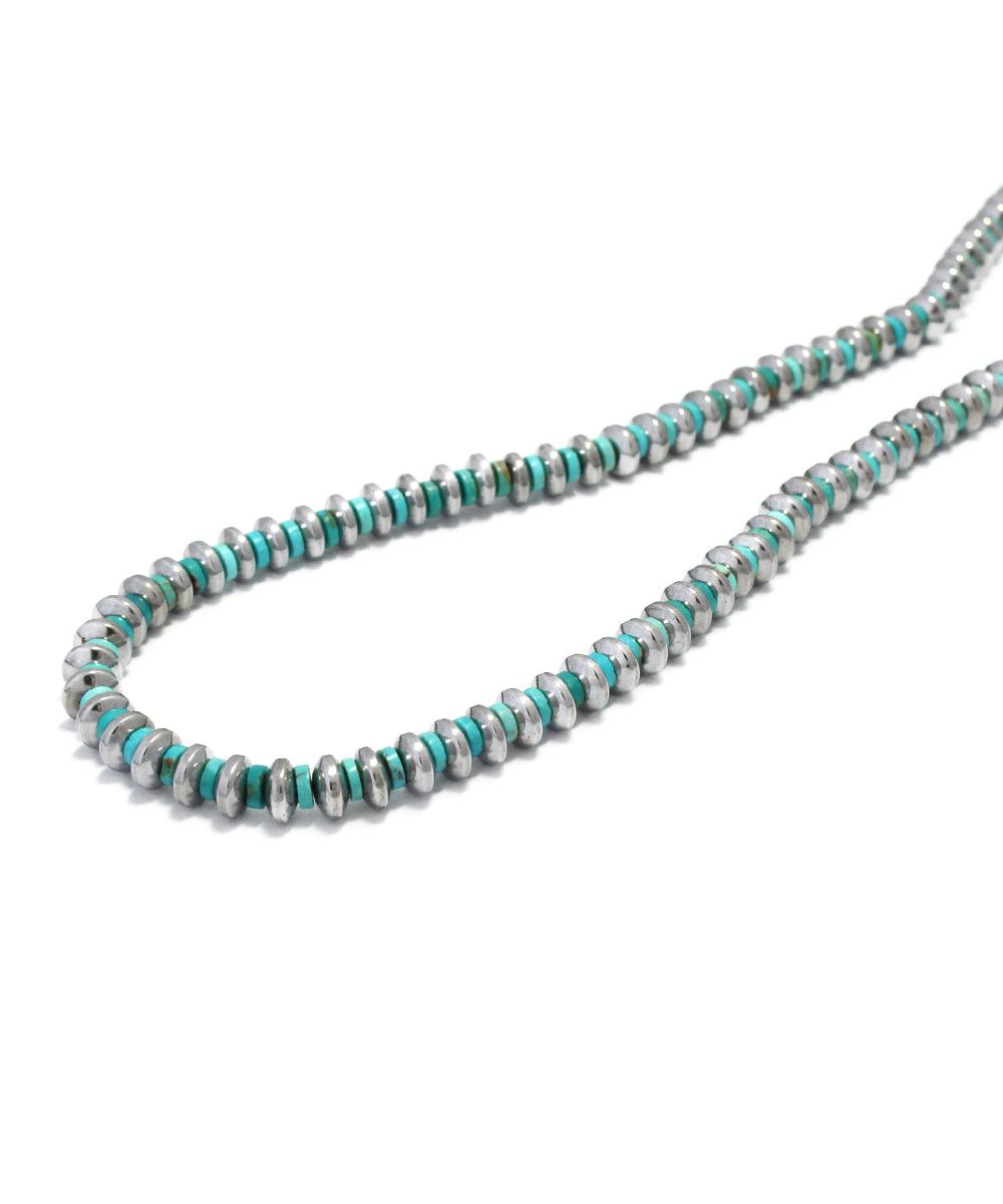 hematite roundel beads necklace / turquoise