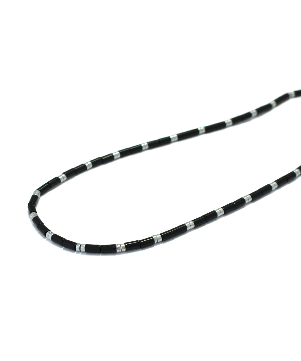 tube beads necklace/onyx/hematite