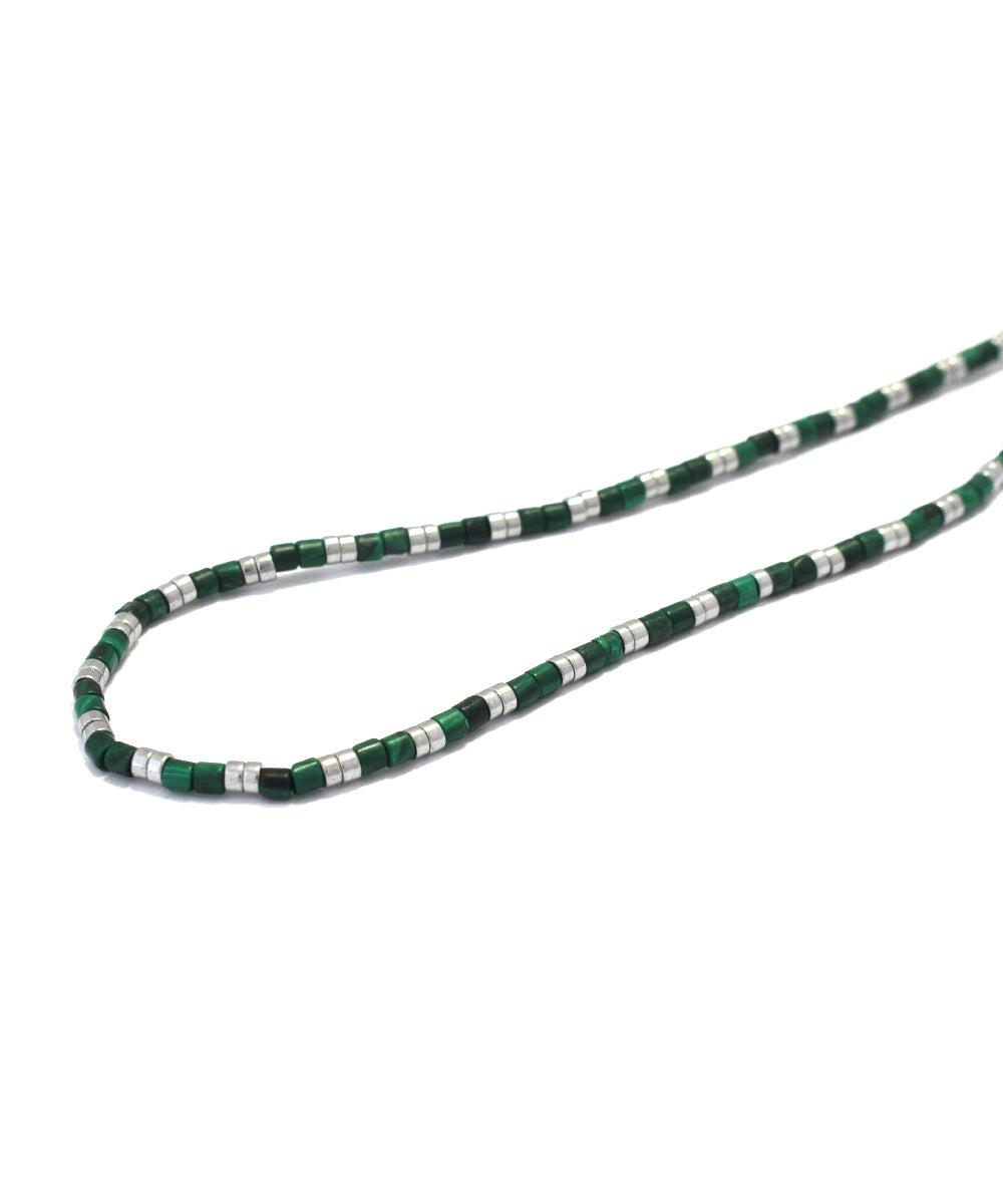 tube beads necklace/malachite/hematite