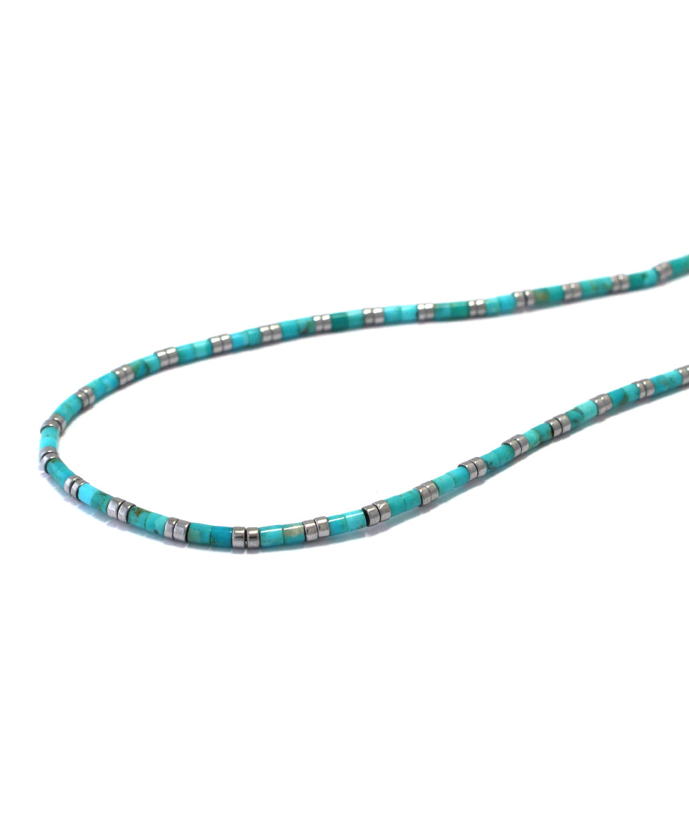 tube beads necklace/turquoise/hamatite