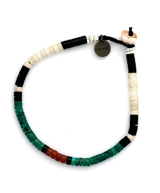 heishi beads bracelet / malachite / jet