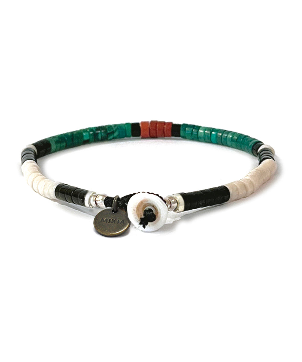 heishi beads bracelet / malachite / jet