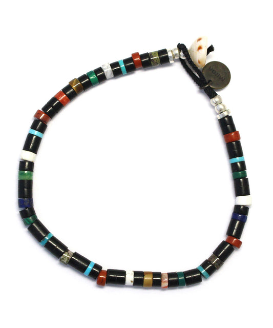 heishi beads bracelet / jet multi