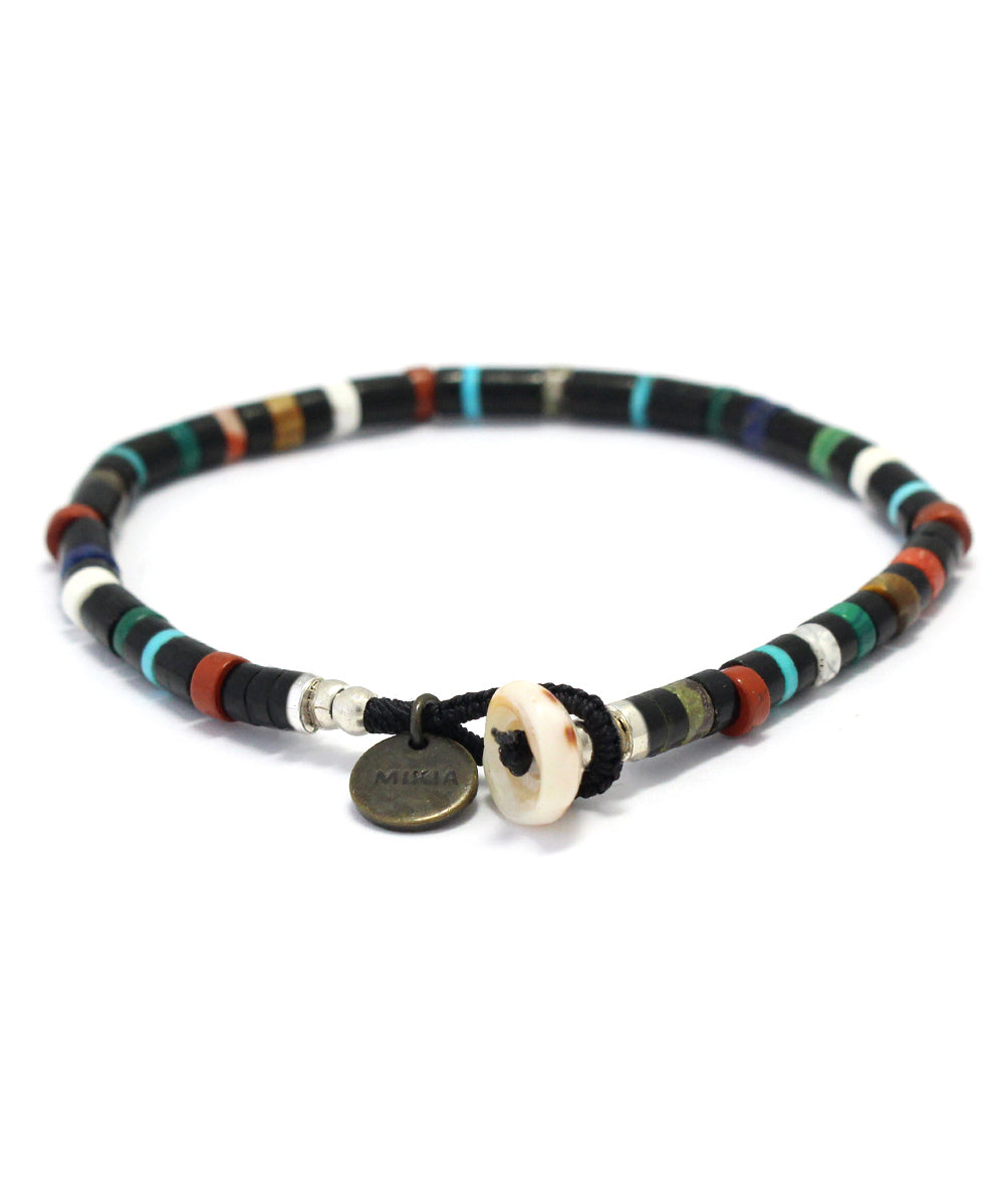 heishi beads bracelet / jet multi