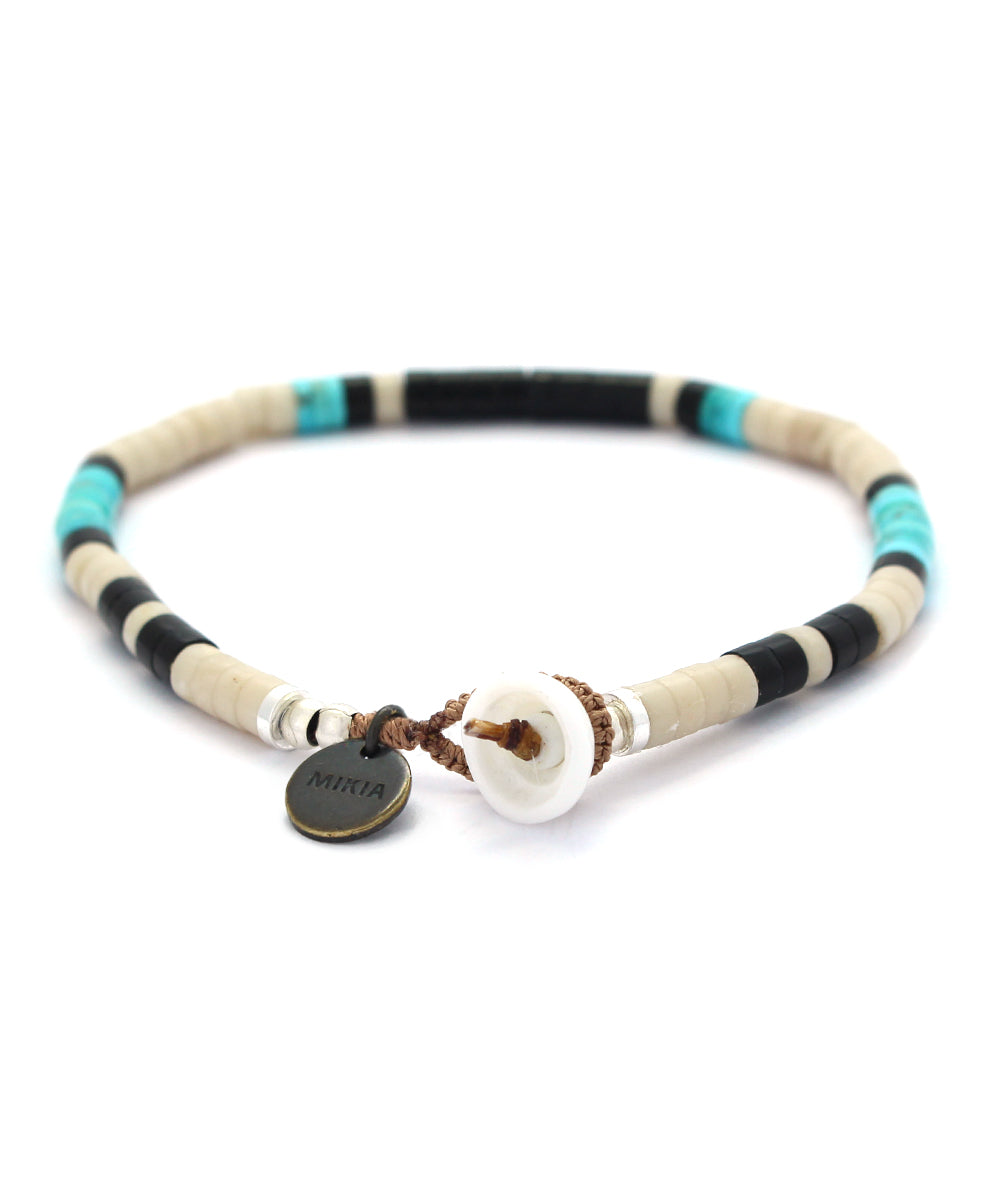 heishi beads bracelet / fossil jasper / turquoise