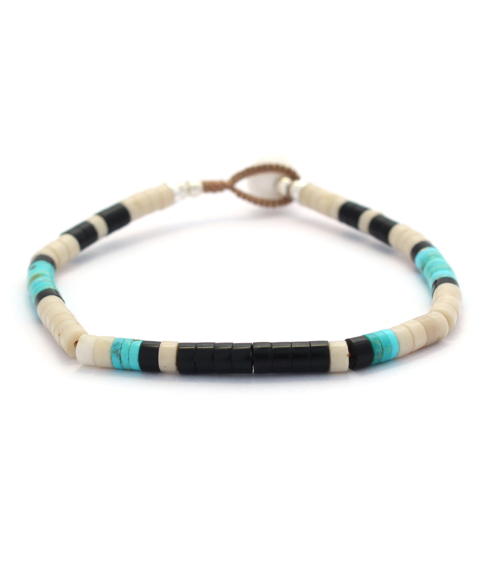 heishi beads bracelet / fossil jasper / turquoise