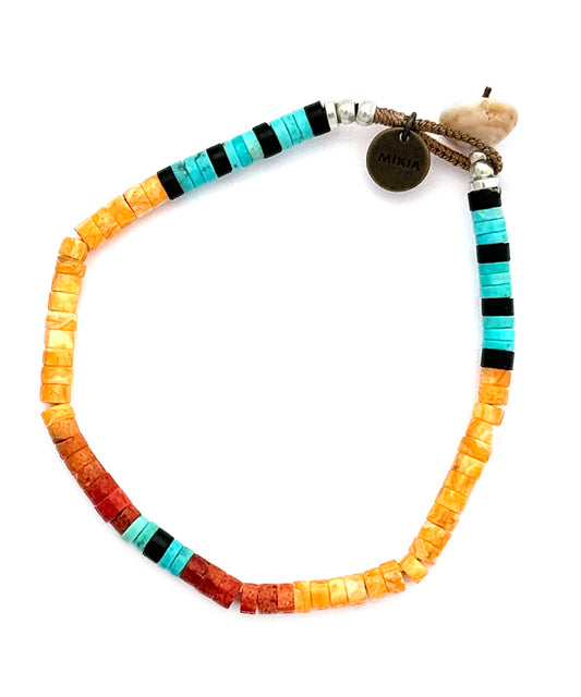 heishi beads bracelet / spiny oyster / coral