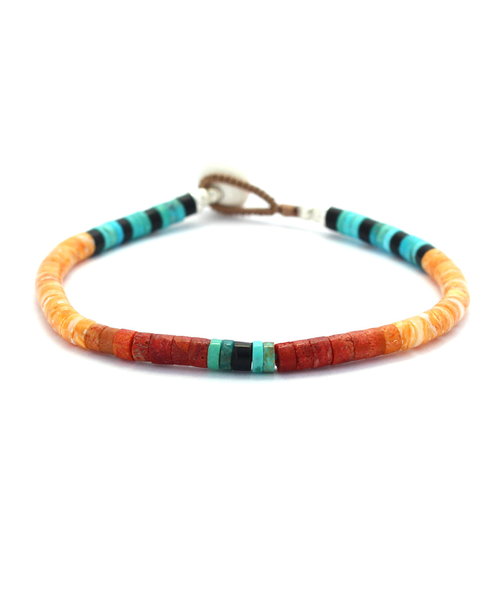 heishi beads bracelet / spiny oyster / coral