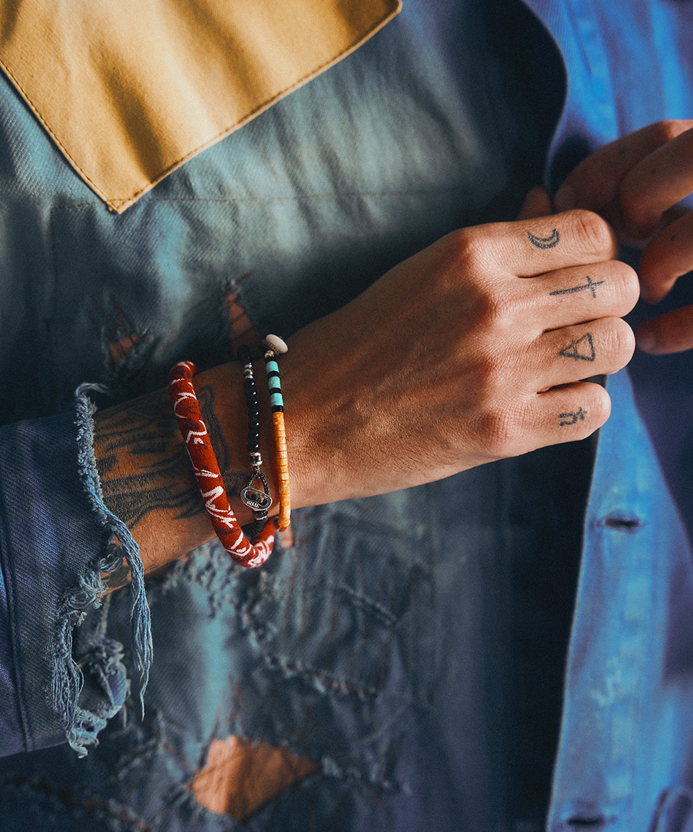 heishi beads bracelet / spiny oyster / coral
