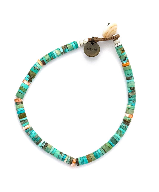 heishi beads bracelet / green turquoise