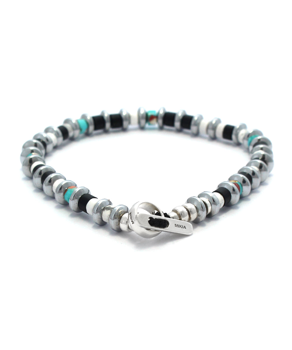 hematite roundel bracelet / jet turquoise