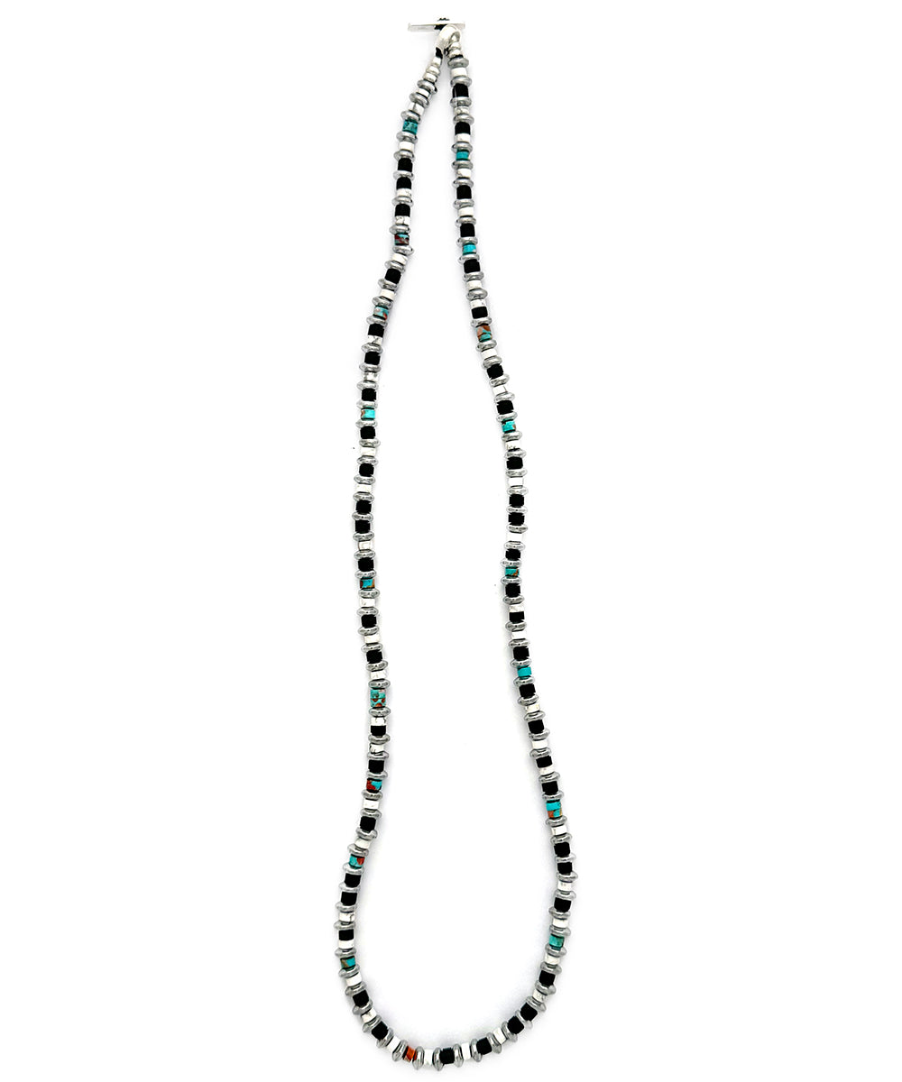 hematite roundel necklace / jet turquoise