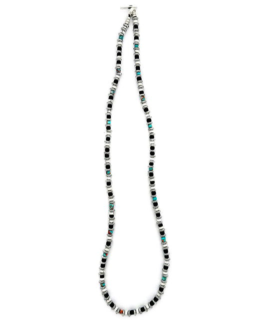 hematite roundel necklace / jet turquoise
