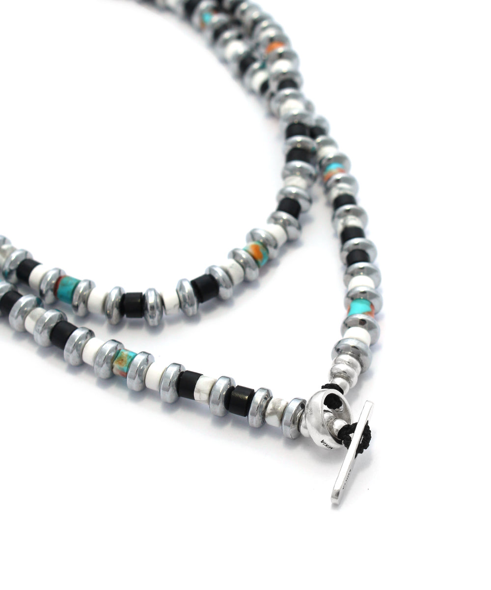 hematite roundel necklace / jet turquoise