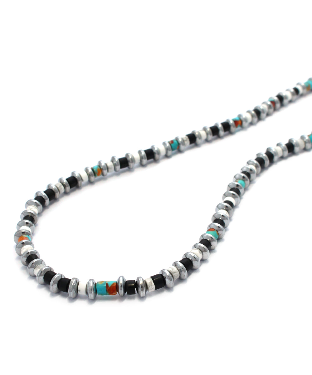 hematite roundel necklace / jet turquoise